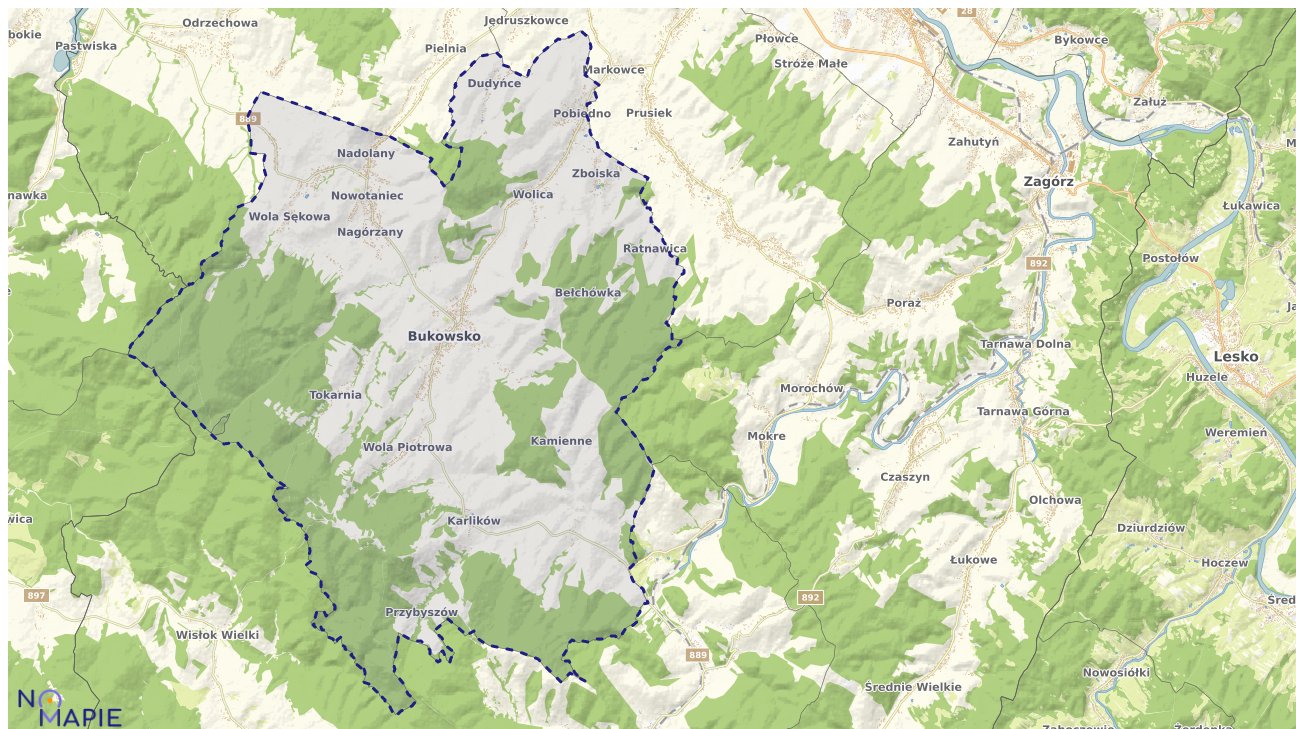 Mapa obszarów ochrony przyrody Bukowska