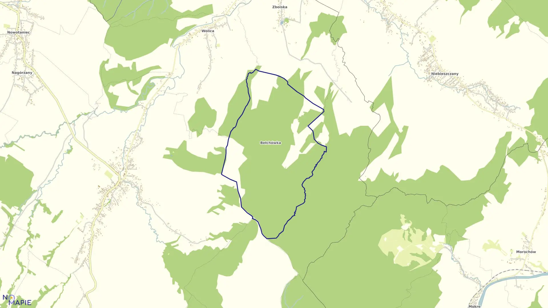 Mapa obrębu Bełchówka w gminie Bukowsko