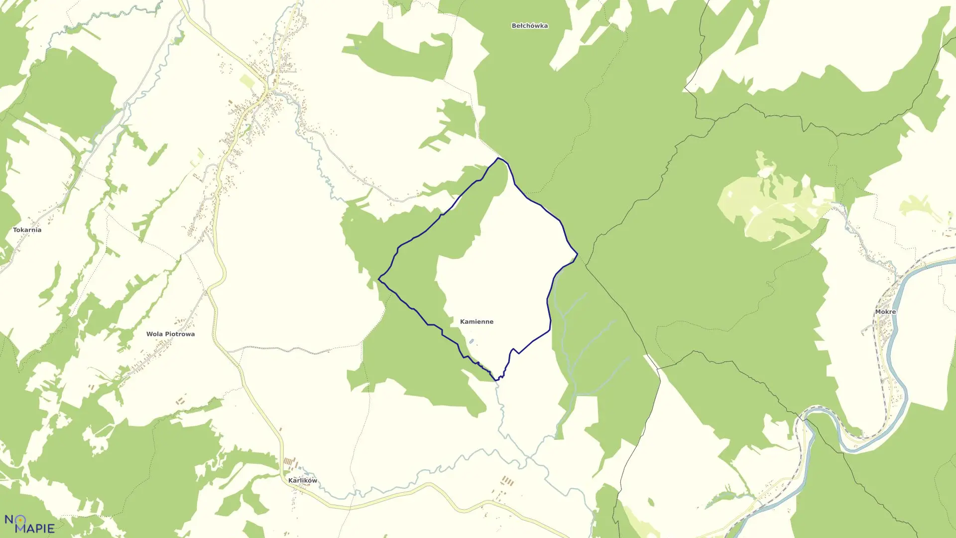 Mapa obrębu Kamienne w gminie Bukowsko