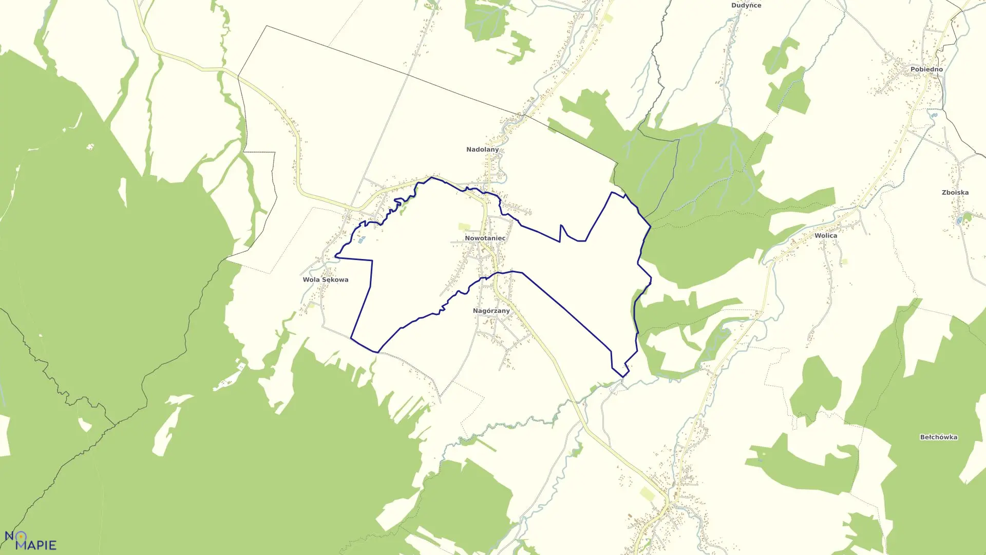 Mapa obrębu Nowotaniec w gminie Bukowsko