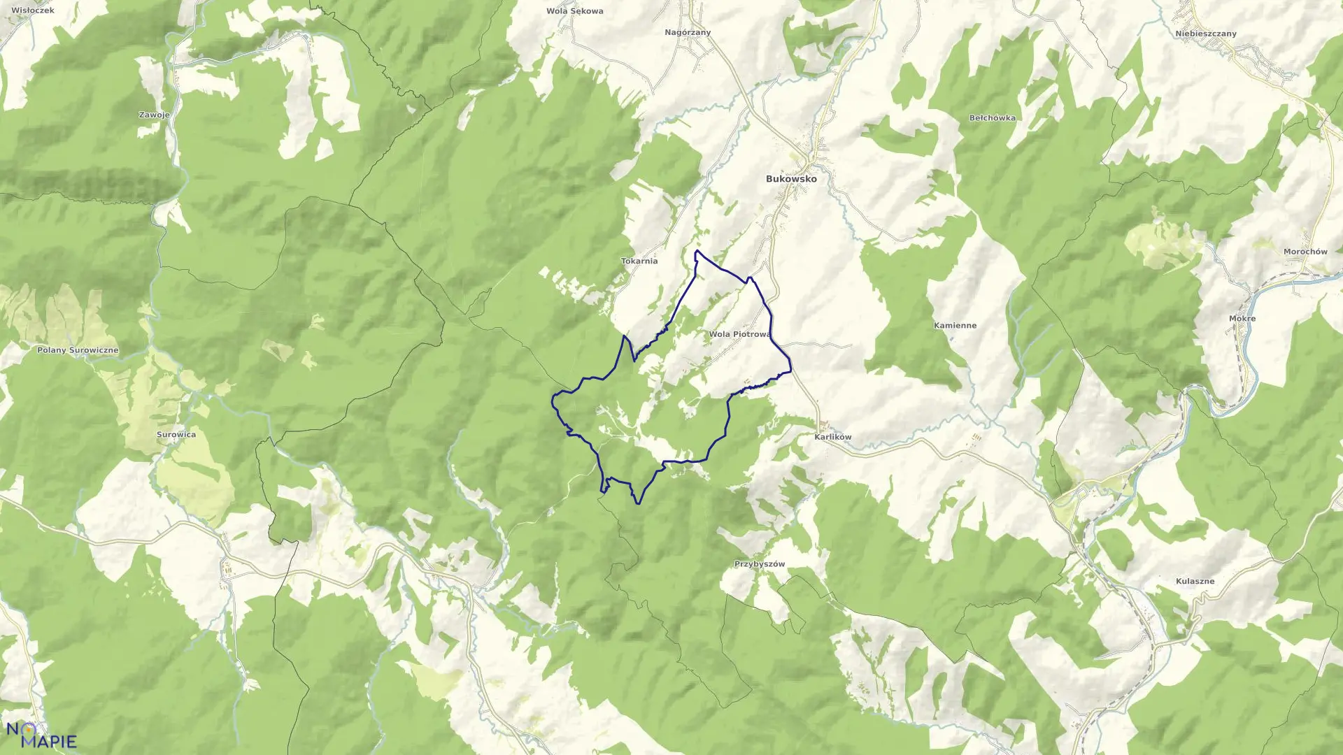 Mapa obrębu Wola Piotrowa w gminie Bukowsko